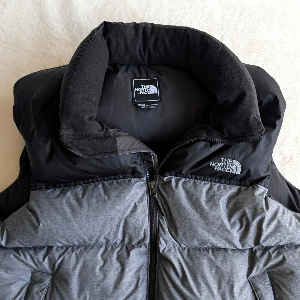 The North Face Nuptse 700 Puffer Vest Mens XL Grey Black Down Insulated